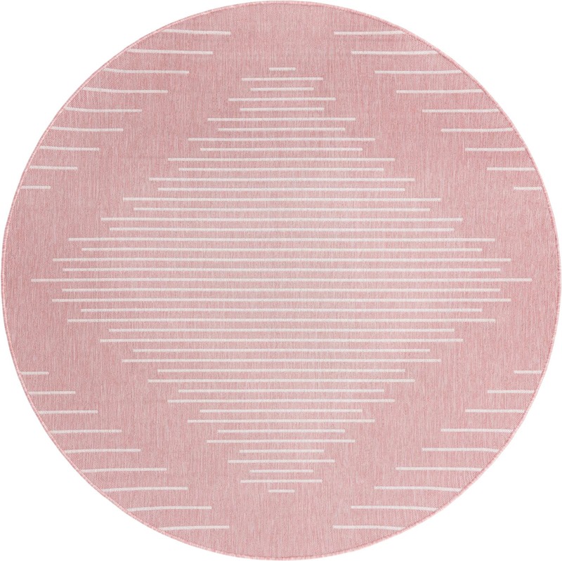 7' 10 x 7' 10 Harlow · Geometric diamond Outdoor Rug, pink and ivory