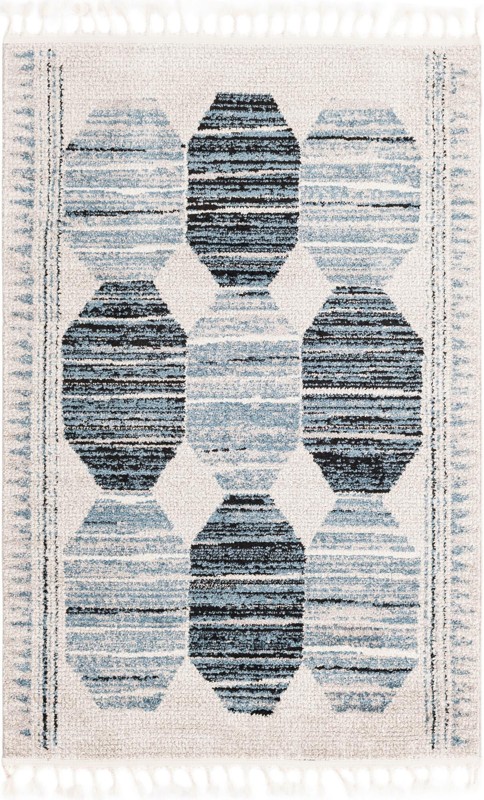 Aynsley · Geometric rug, blue, black and ivory