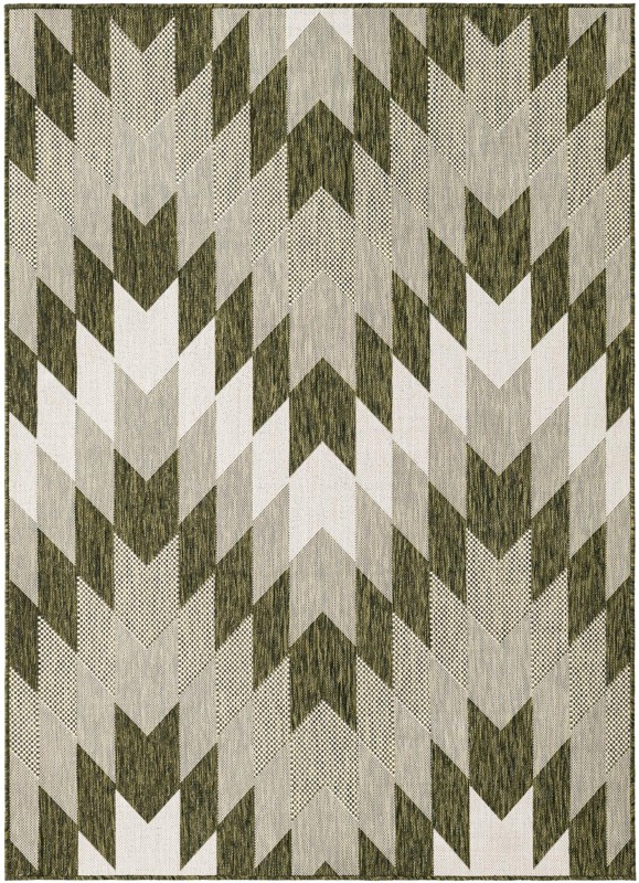5' 3 x 7' Morrell · Chevron Outdoor Rug, green