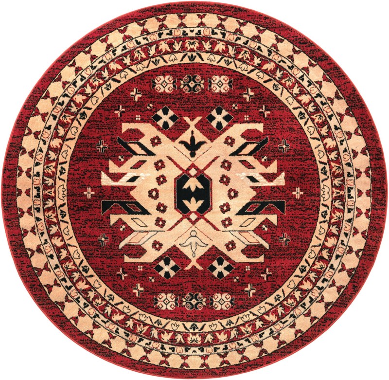 7' 10 x 7' 10 Isadora · Tribal medallion rug, red and cream