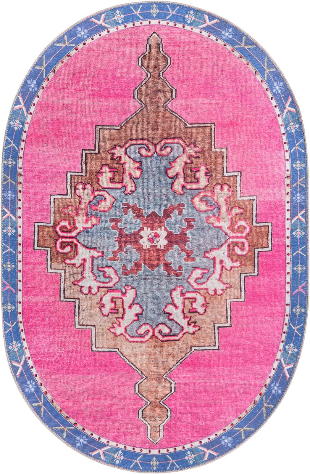 4' x 6' Sanderson · Border Washable Rug, fushia