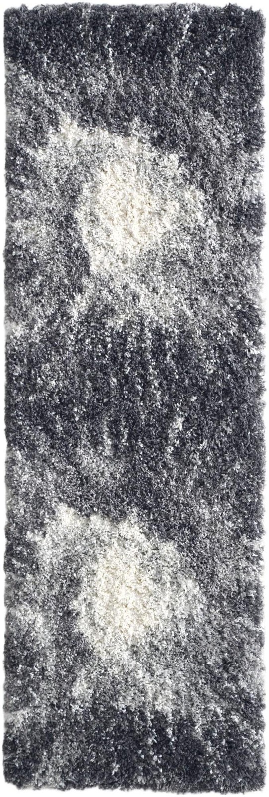2' x 6' Shirley · Abstract burst Shag Rug, charcoal and ivory