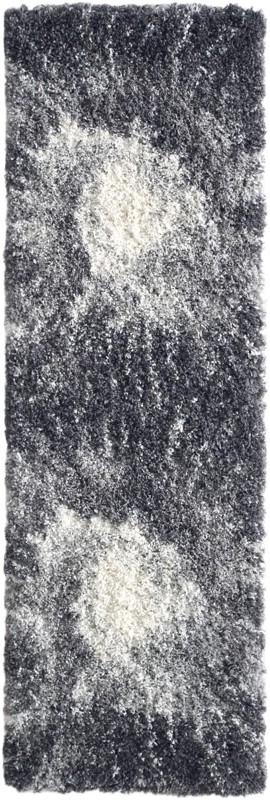2' x 6' Shirley · Abstract burst Shag Rug, charcoal and ivory