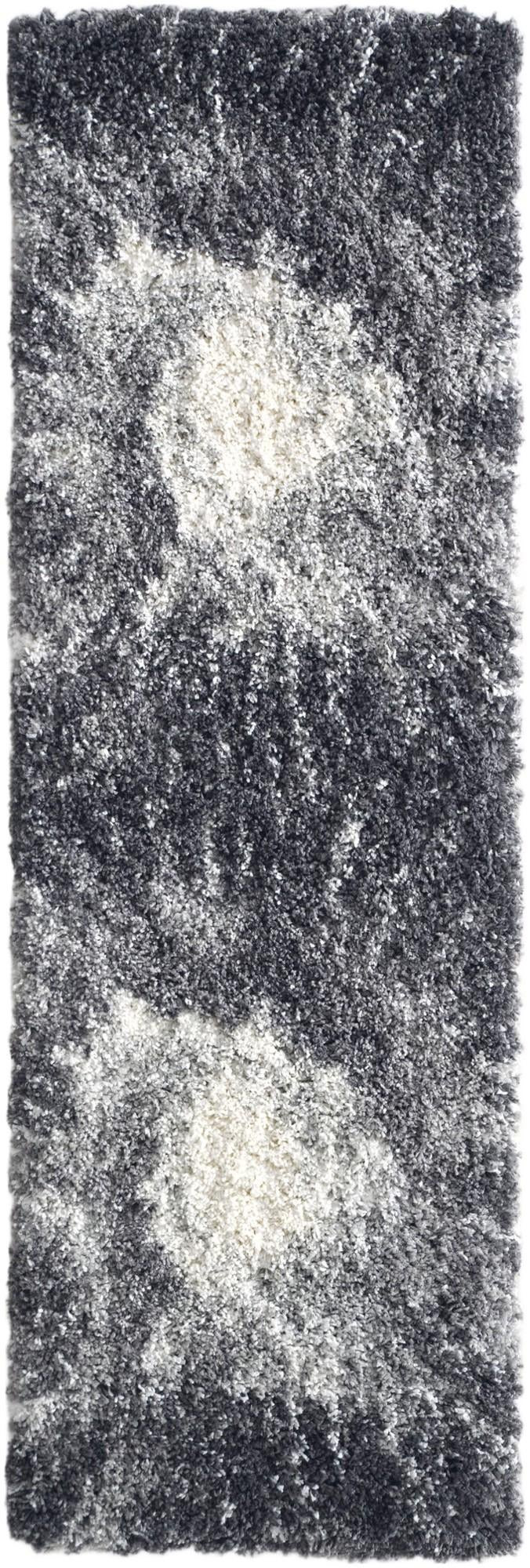 2' x 6' Shirley · Abstract burst Shag Rug, charcoal and ivory