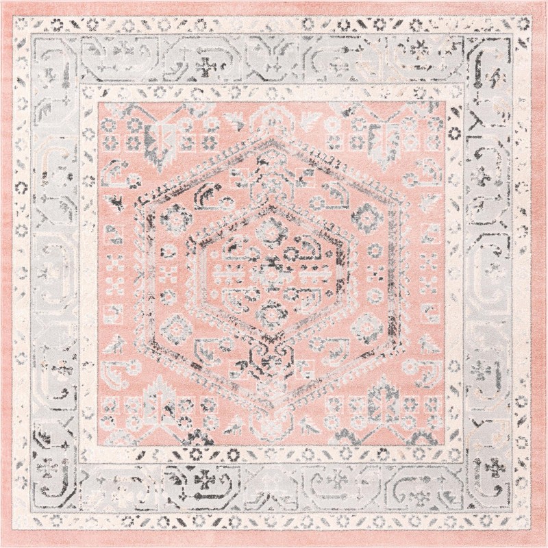 7' 10 x 7' 10 Broadhurst · Border rug, rose