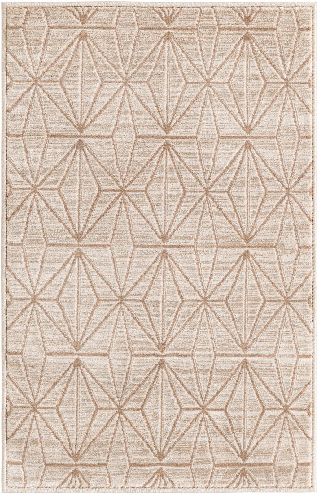 2' x 3' Deerbrush · Geometric lattice rug, beige and cream