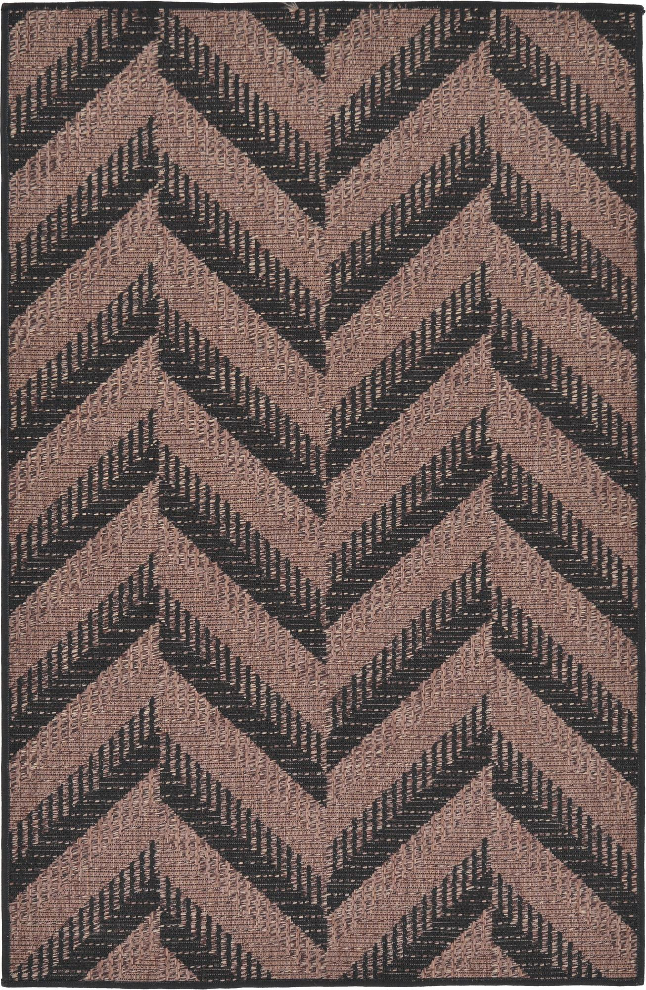 3' 3 x 5' Fanshawe · Chevron Outdoor Rug, brown and black