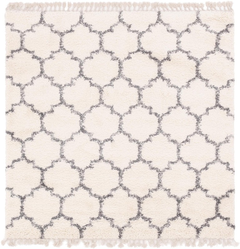 Everett · Lattice Shag Rug, ivory and gray