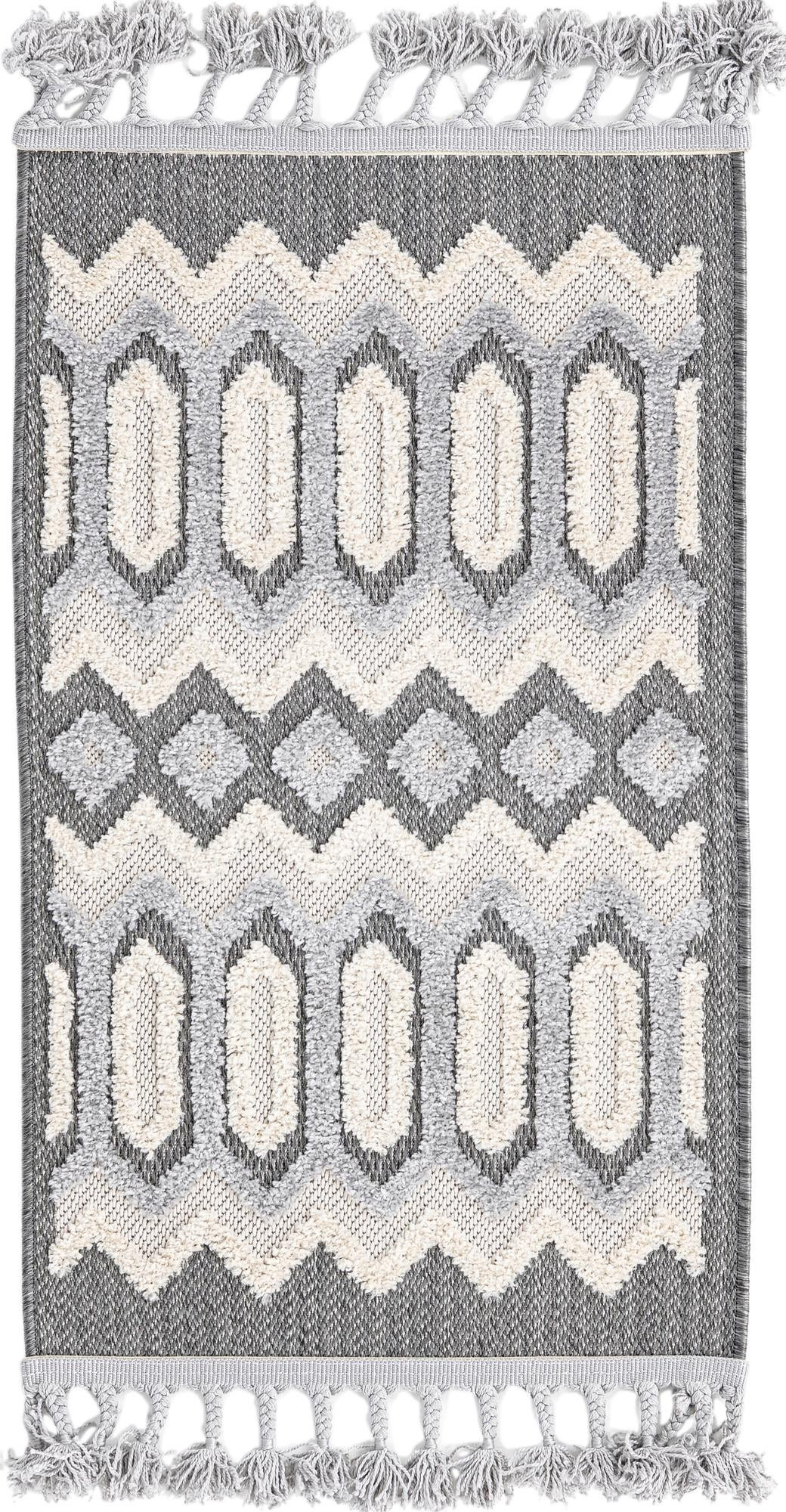 2' x 3' Roddy · Geometric rug, charcoal gray and beige