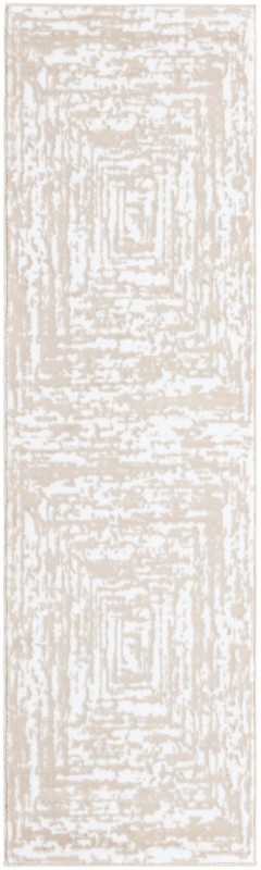 2' x 7' Wrenfield · Abstract bordered rug, bone and beige
