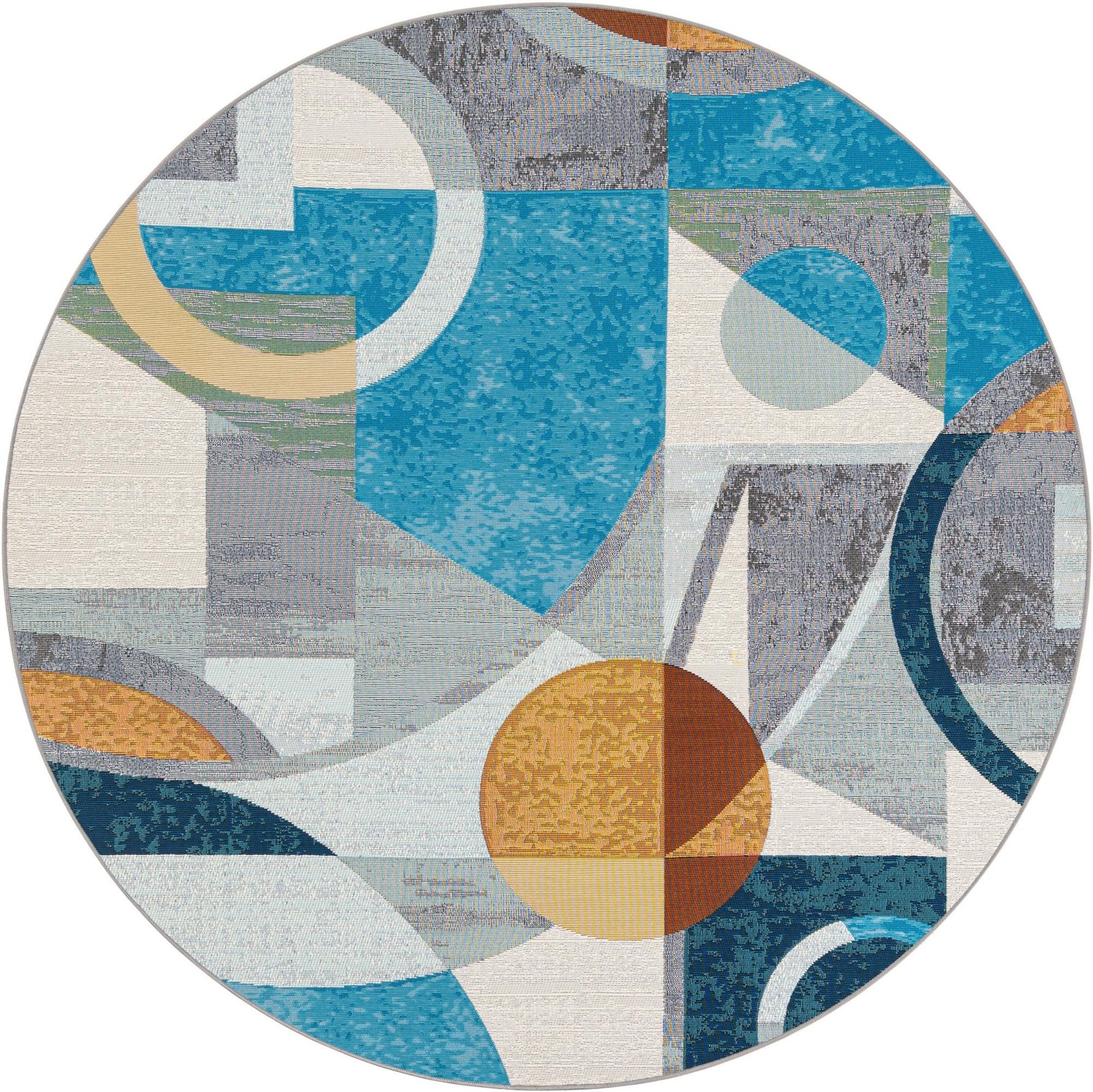 6' 1 x 6' 1 Lomax · Abstract geometric Outdoor Rug, blue and multicolor