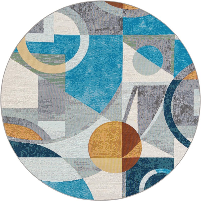 6' 1 x 6' 1 Lomax · Abstract geometric Outdoor Rug, blue and multicolor