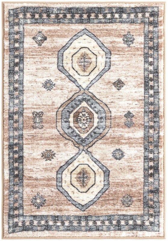 2' 2 x 3' Eldridge · Border rug, ivory and beige
