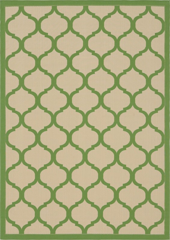 7' x 10' Fanshawe · Trellis Outdoor Rug, green and beige