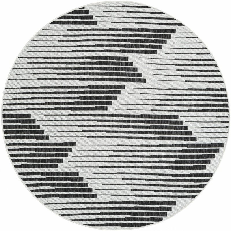 6' 1 x 6' 1 Flax · Abstract Outdoor Rug, black and white