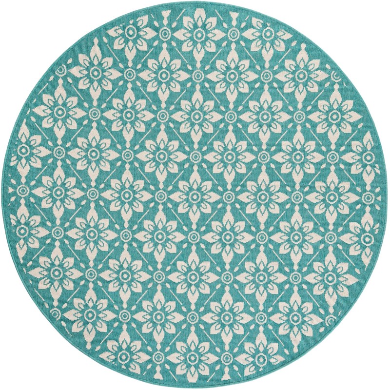 6' x 6' Selwyn · Floral / botanical Outdoor Rug, teal
