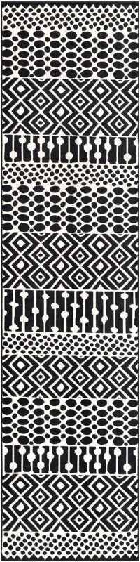 Wigmore · Geometric striped rug, black and white
