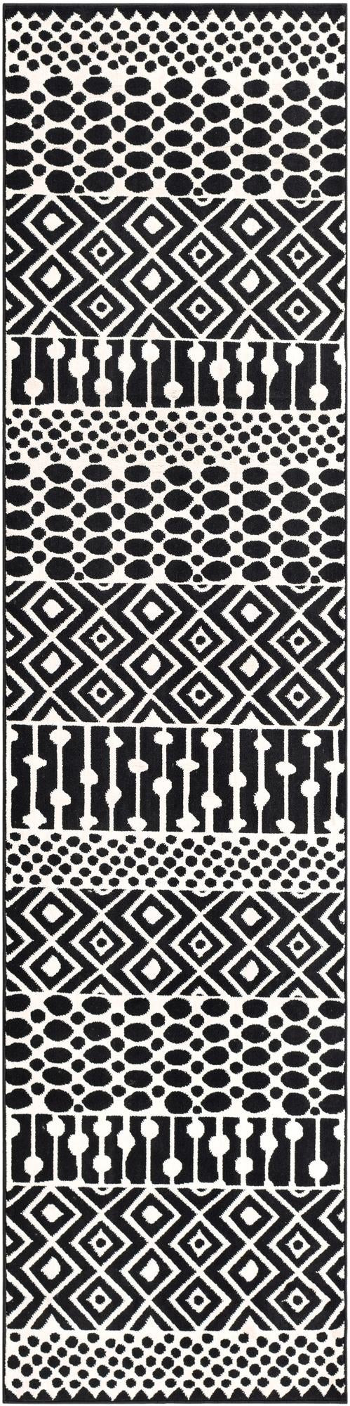2' 3 x 8' Wigmore · Geometric striped rug, black and white