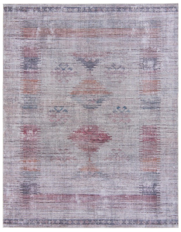 7' 10 x 10' Bascom · Faded tribal Washable Rug, gray and burgundy