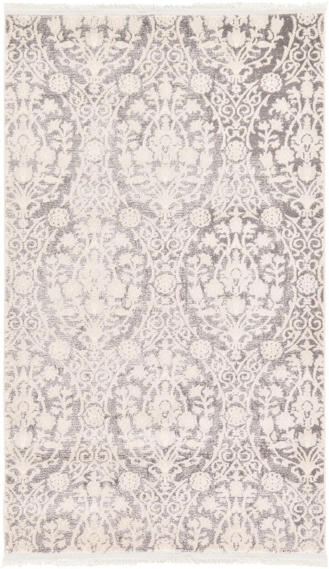 Marrow · Damask rug, light gray and ivory