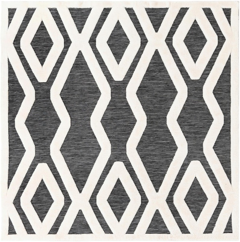 Armstead · Geometric trellis rug, gray and ivory