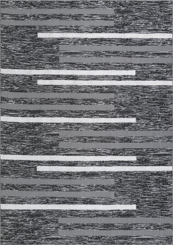 9' 10 x 14' Hornsby · Striped rug, black, gray, ivory