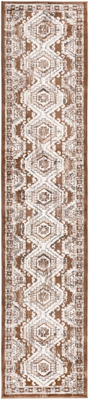 2' x 10' Harmon · Tribal medallion rug, brown and ivory