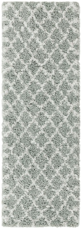 2' x 6' Jameson · Trellis Shag Rug, cyan and ivory