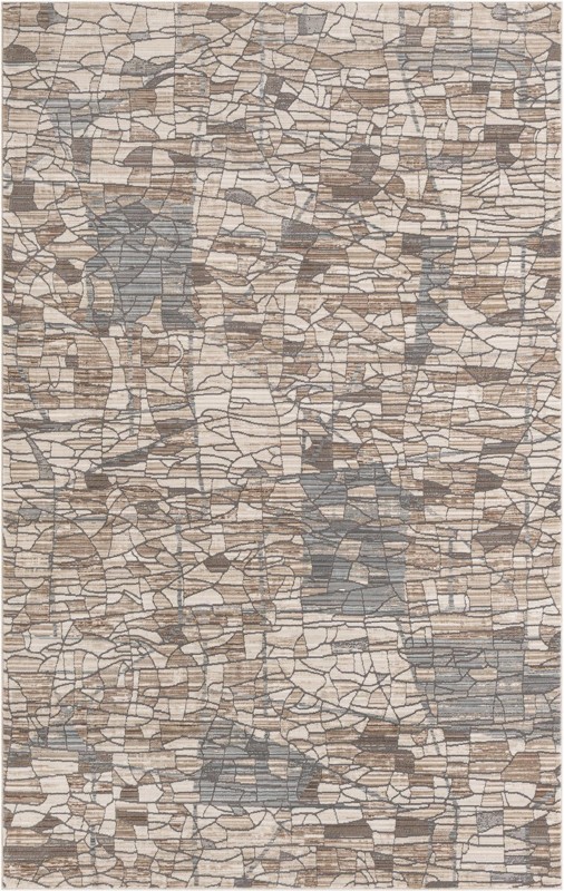5' x 8' Stratton · Abstract cracked rug, beige and brown