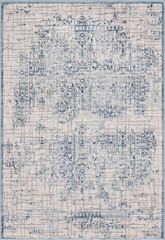 Ardmore · Distressed medallion rug, blue and ivory