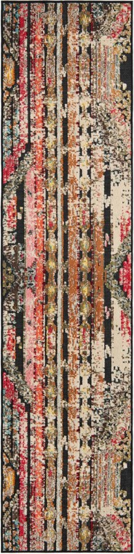 2' x 8' Cleary · Abstract Outdoor Rug, multi black
