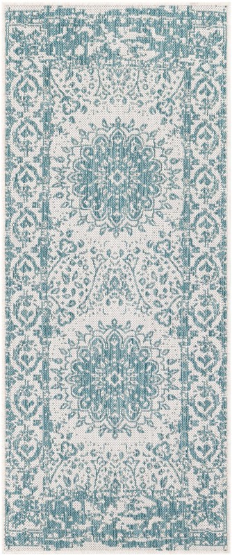 Royce · Border Outdoor Rug, aqua
