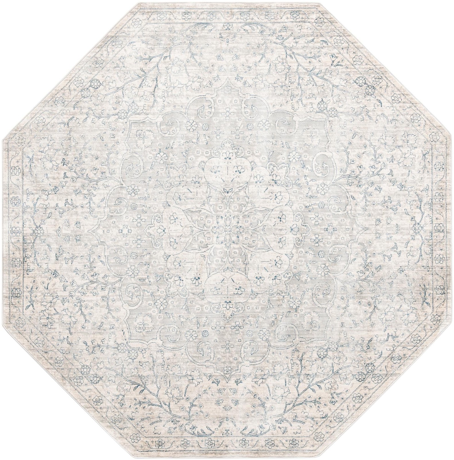 7' x 7' Stanford · Medallion rug, ivory and blue