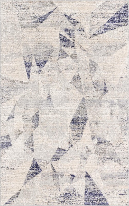 5' x 8' Alden · Abstract geometric rug, gray and blue