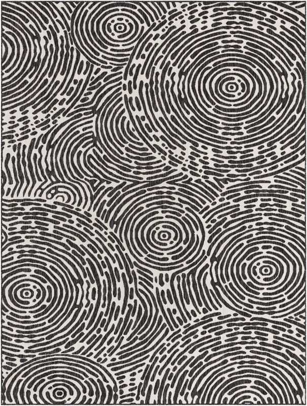 Grafton · Abstract Outdoor Rug, black and white