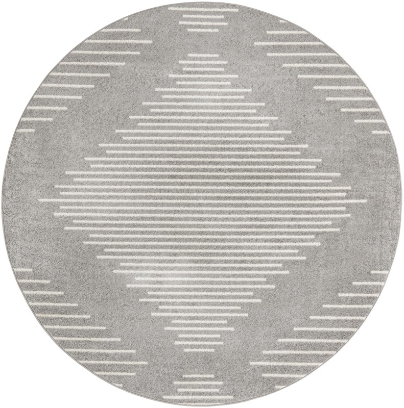 7' 10 x 7' 10 Knox · Geometric diamond rug, gray and ivory