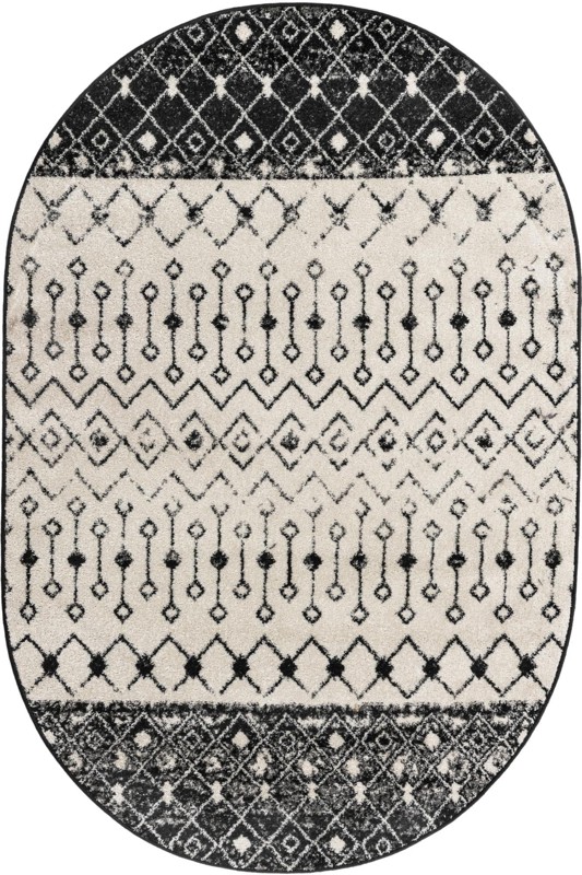 5' 3 x 8' Vernon · Tribal geometric rug, black and white