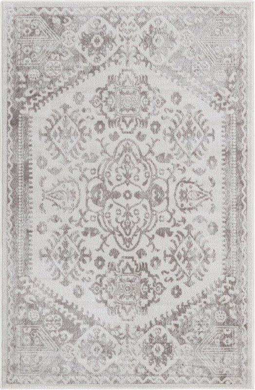 4' x 6' Elsie · Faded medallion rug, cream and ivory