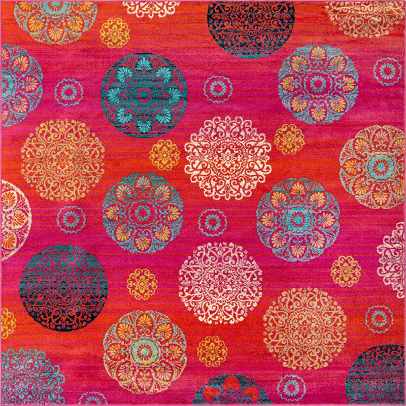 Kendrick · Medallion rug, pink and turquoise