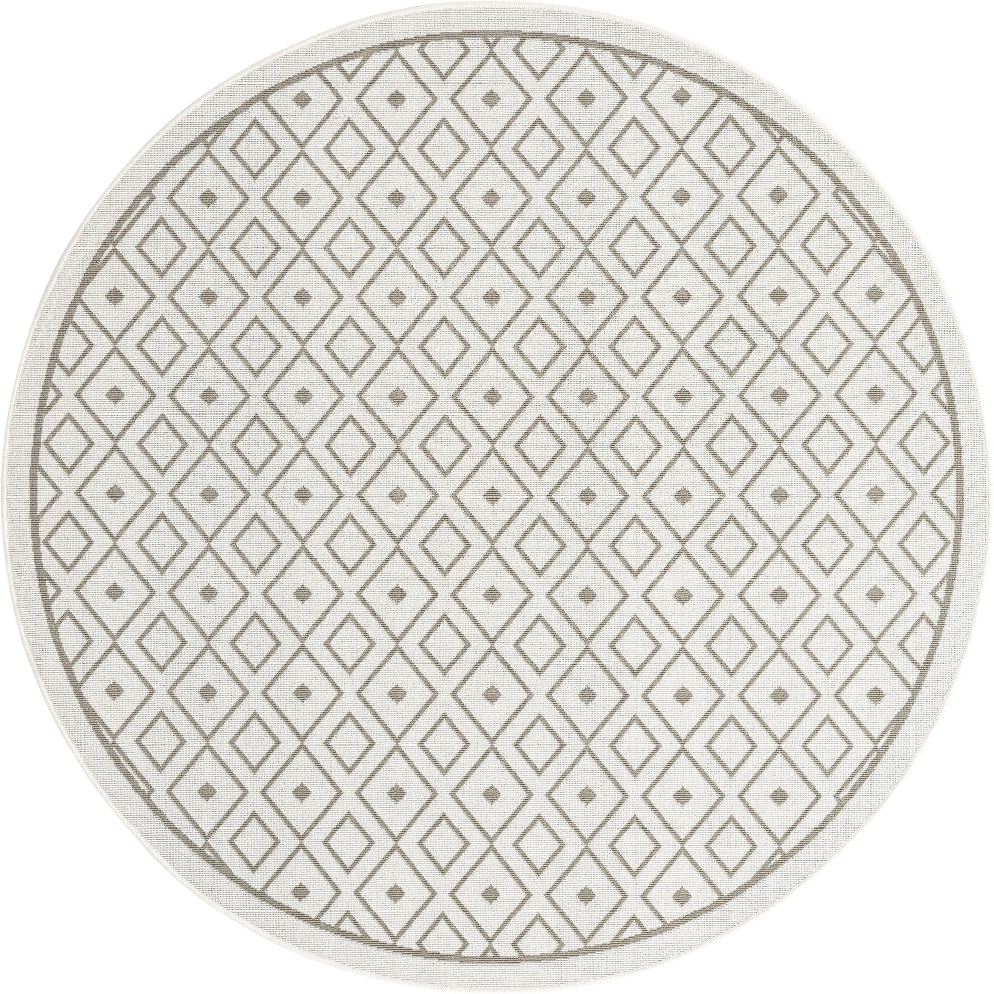 7' x 7' Revell · Border Outdoor Rug, ivory