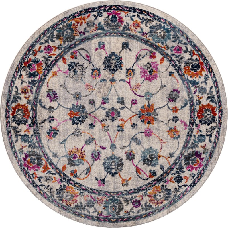 5' x 5' Bend · Border rug, white