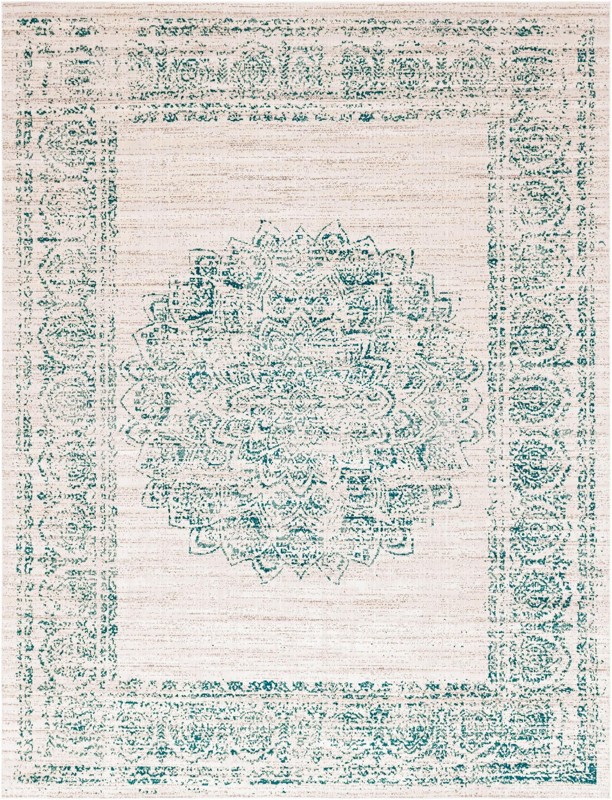9' 10 x 13' 3 Leighton · Border rug, cream