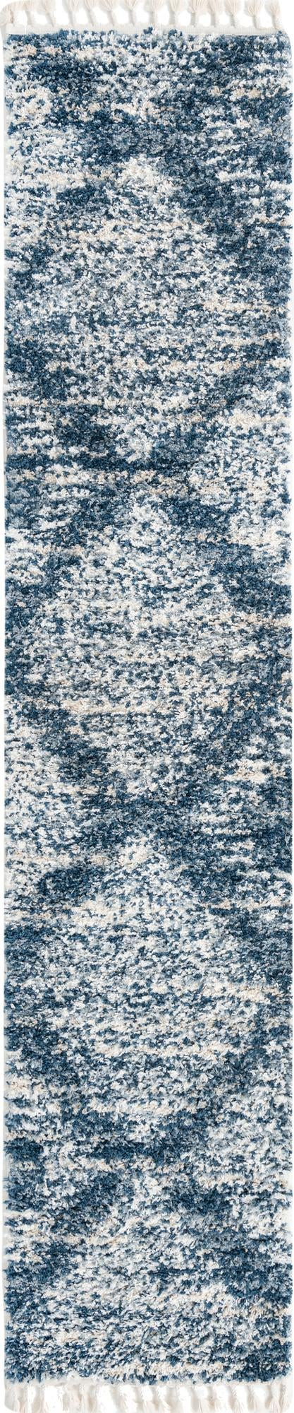 2' 7 x 12' Cobble · Abstract Shag Rug, blue