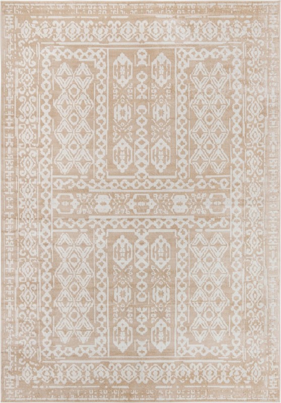 10' x 14' Fitch · Geometric tribal rug, beige and ivory