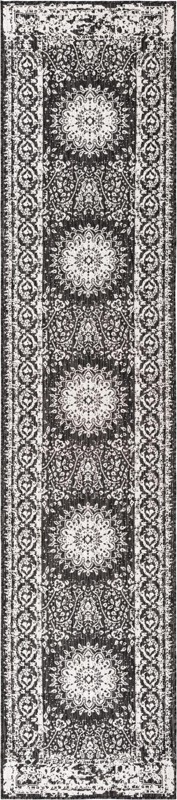 2' 7 x 12' Royce · Border Outdoor Rug, black and white