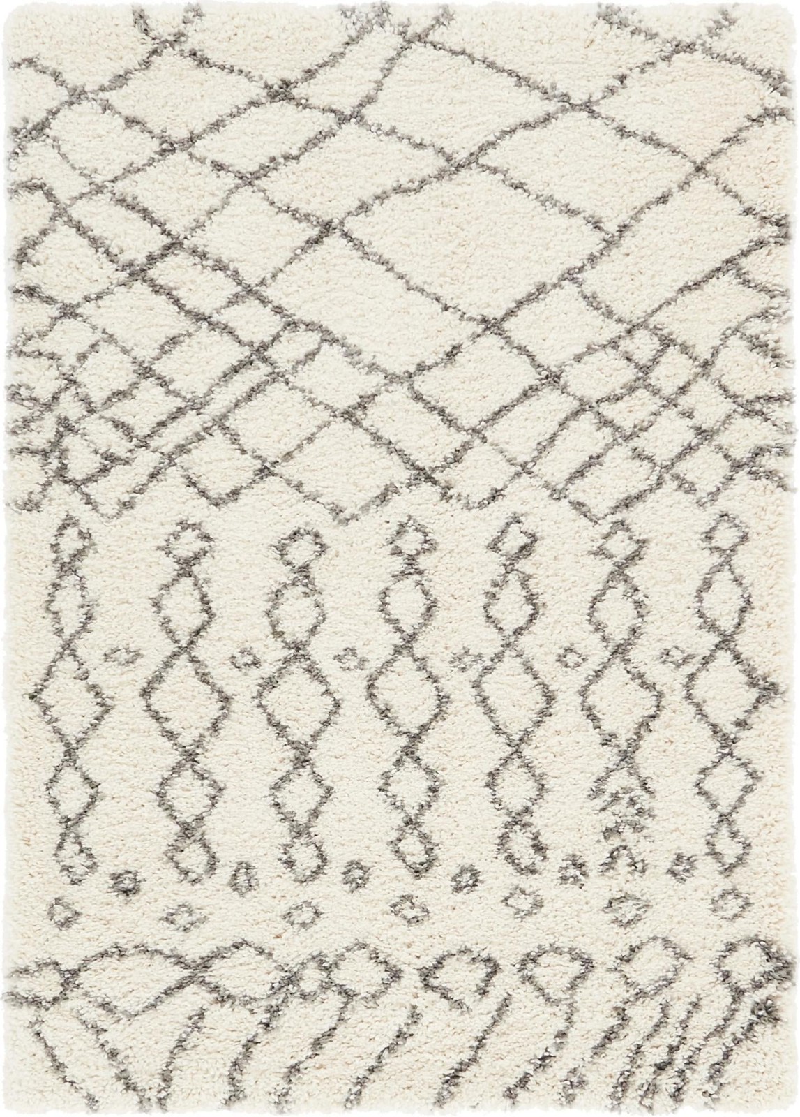 4' x 6' Jameson · Geometric shag rug, ivory and gray