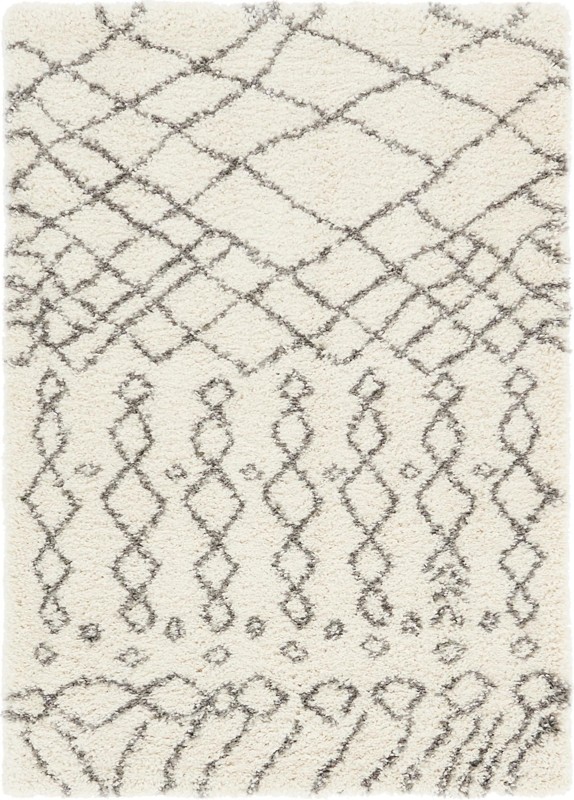 Jameson · Geometric shag rug, ivory and gray