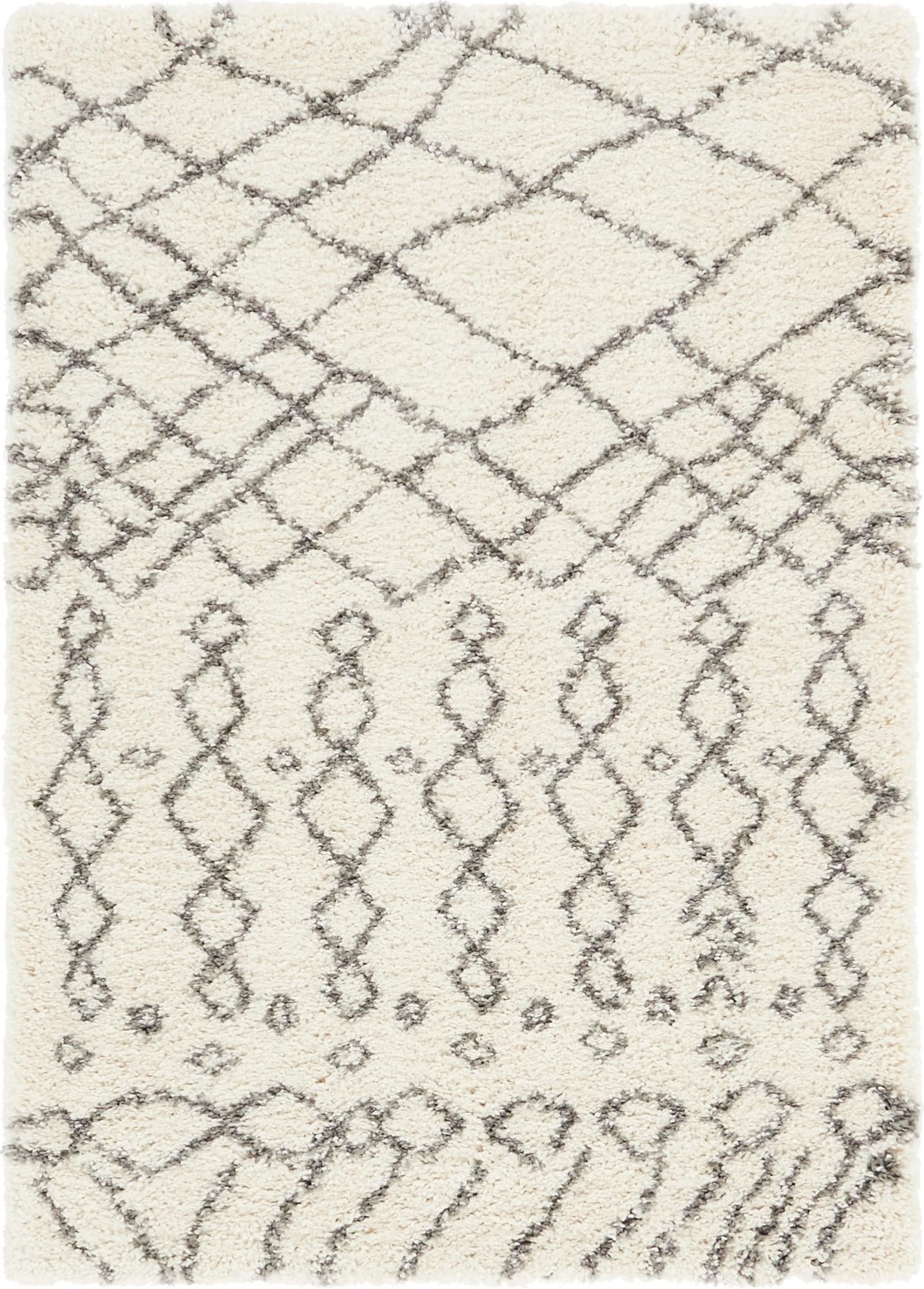 4' x 6' Jameson · Geometric shag rug, ivory and gray