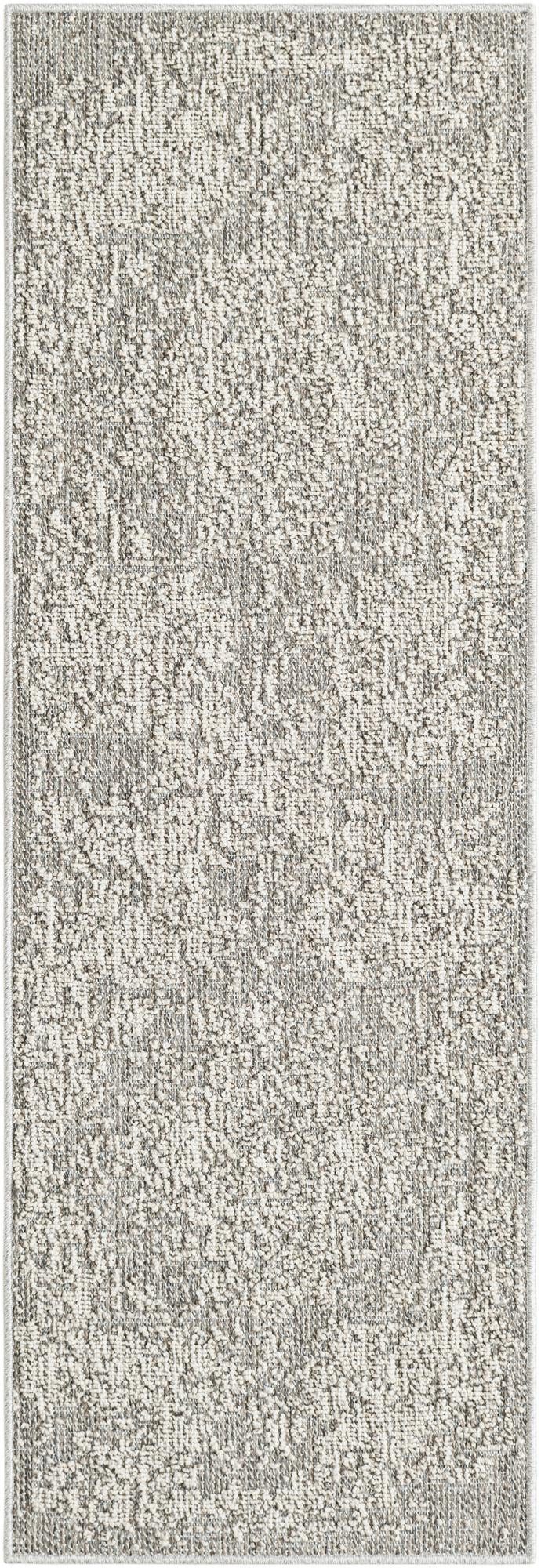 2' x 6' 1 Cotter · Faded medallion Outdoor Rug, gray and cream