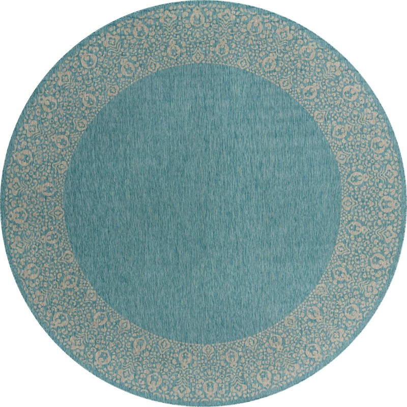 13' x 13' Bloomfield · Border Outdoor Rug, aqua